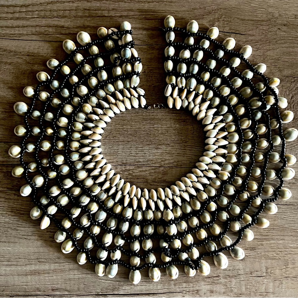 African Bohemian Bib Cowrie Shell Necklace
